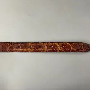 Vtg Hickok Custom-tailored Alligator Leather Belt with Gold-tone Buckle, Brown Vtg Hickok Custom-tailored Alligator Leather Belt with Gold  main image 2